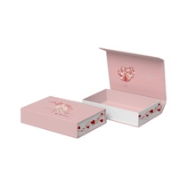Boîte cadeau magnétique rose personnalisée avec couvercle rabattable et impression florale couleur pour l'emballage de chaussures en gros
