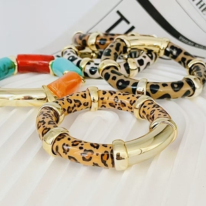 Thời trang Leopard chỗ in khuỷu tay ống hạt tre Vòng đeo tay 18K vàng mạ kim loại phụ kiện trang sức <span class=keywords><strong>Bangles</strong></span> <span class=keywords><strong>Set</strong></span> cho phụ nữ - Product Image 5