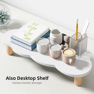 Support de moniteur en forme de nuage, blanc, 42x21x8cm, organisateur de bureau pour écran d'ordinateur - Product Image 3