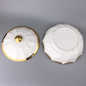 Bol à Halwa et Friandises Motif Doré Pot en Céramique Nordique à Deux Anses <span class=keywords><strong>Cocotte</strong></span> en Céramique Chauffage au Feu Faitout à Soupe Casseroles pour la Cuisson - Product Image 6