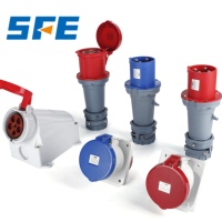 Connecteur mâle et femelle industriel électrique étanche SFE CEE IP67 jaune, 3 broches, 4 positions, 16A et 32A