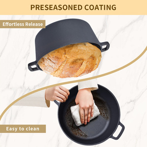 2-Trong-1 Gang Combo Loaf Pan Có Thể Đảo Ngược Vỉ Nướng Nắp Pre-Dày Dạn Kép Xử Lý Thiết Kế Lò Nướng & Stovetop An Toàn Bánh Mì Nồi - Product Image 6