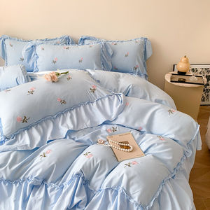 Parure <span class=keywords><strong>de</strong></span> lit 4 pièces en coton égyptien <span class=keywords><strong>de</strong></span> qualité française, 300 fils, résistante à l'eau, antistatique, perméable à l'air, pour toutes les saisons - Product Image 5