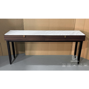 Mesa Consola Rectangular de Mármol Blanco de Alta Calidad con Marco Marrón para Restaurante o Sala de Estar 01 Mesa Consola con Tapa de Mármol 01 - Product Image 6