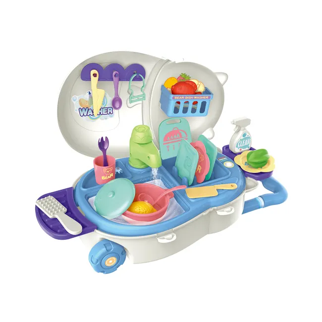 Cucina piatto di plastica lavatrice giocattolo trolley caso bambini giocattoli set da cucina HC471109