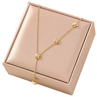 Kalung Liontin Baja Anti Karat Lapis Emas 18K Motif Geometris Bunga Hati Trendi Terbaru Grosir, Hadiah Elegan dengan Rumbai
