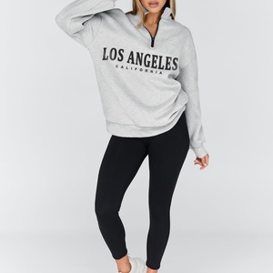 <b>Quarter</b> <b>Zip</b> Winter <b>Women's</b> Embroidery Printed Anti-Wrinkle Breathable Casual Oversized Fleece <b>Sweatshirt</b> Long Sleeve - Product Image 2