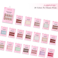 AIERFEI 30 pièces de faux ongles à presser ovales, couleur unie, gel souple, multi-canaux, prêts à la vente au détail, design à couverture complète