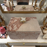 Nouvelle arrivée pour Bulgari rose marbre motif vertical boîte à bijoux avec couvercle boîtes de rangement et bacs pour usage domestique et stockage d'épices