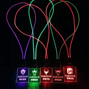 USB Rechargeable Glow In The Night Light Up Necklace LED Lanyards For Club Party With Customized Logo