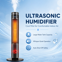 Chauffage électrique à LED réaliste avec fonction humidificateur, radiateur silencieux pour chauffage d'intérieur