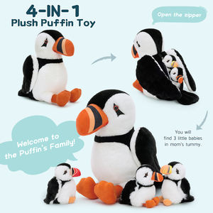 مجموعة دمى محشوة 4 في 1 للأم والطفل من مواد معتمدة من OEKO-TEX، قابلة للتخصيص للعلامات التجارية الصديقة للبيئة مع صور مخصصة - Product Image 2