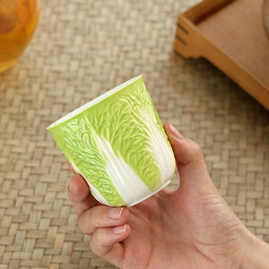 Tasse à thé individuelle en céramique Dehua, style Jade Porcelaine Gras de Mouton, modèle Cabbage Master Cup, pour service à thé Kung Fu de style chinois moderne - Product Image 2