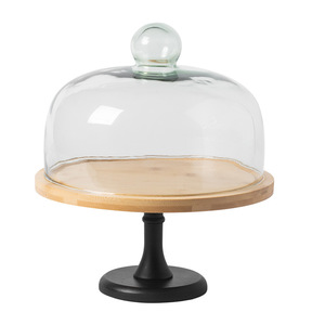 <b>Ring</b> Forest Themed Dessert Display Stand Wooden Trays Glass <b>Dome</b> Cake Stand Simple Style For Party And Home Use - Product Image 5