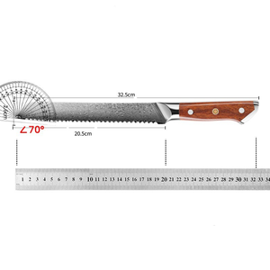 Cuchillo de pan de Damasco de 10 pulgadas, cuchillo de cocina dentado con mango de palisandro, cuchillo de pan de acero japonés VG10 Damasco para pastel y bagel - Product Image 6
