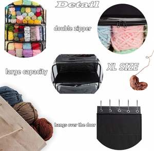 5 Compartment Polyester and Fabric Hanging Yarn Knitting Storage Organizer with Zipper Closure Over Door Display Holder - Product Image 3
