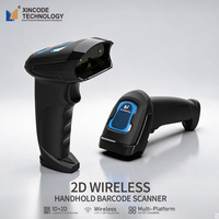 Escáner de código de barras 2D de mano Xincode, escáner de código QR 1D, lector de código de barras inalámbrico de 2,4G, lector de código QR con cable USB para supermercado