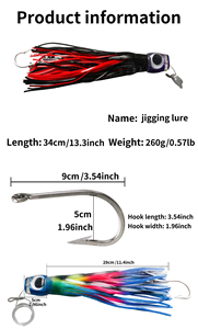 Youxian Grande jupe de poulpe en acier inoxydable, leurre souple artificiel pour <span class=keywords><strong>maquereau</strong></span> <span class=keywords><strong>roi</strong></span> et marlin, 34cm 260g, pêche en bateau avec hameçons - Product Image 5
