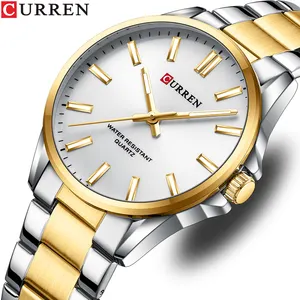 Curren 9090商务男士石英男士腕表不锈钢防水奢华时尚休闲运动计时手表