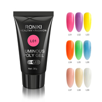 RONIKI Gros Marque Privée Fluorescence Gel Ongles Extension Poly Gel Lumineux Acrylique Extension Solide Constructeur Pour Les Femmes