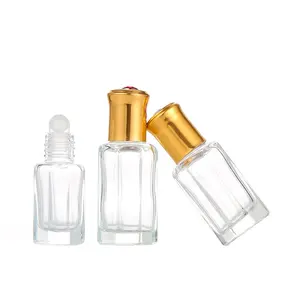 3ml 6ml octagonal perfume attar oil roll on glass bottle