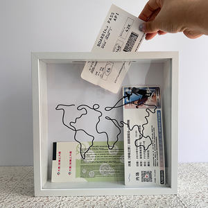 Vente chaude pas cher prix 6x6 pouces blanc noir bois naturel couleur <span class=keywords><strong>profondeur</strong></span> 3 <span class=keywords><strong>CM</strong></span> voyage billet d'avion Collection ombre boîte cadre - Product Image 4