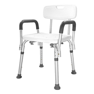 Chaise de douche avec accoudoirs pour personnes âgées, 52x43x74-87cm, cadre en aluminium, antidérapante, pour utilisation à domicile dans la salle de bain - Product Image 3