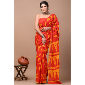 <b>Printed</b> Cotton Mulmul Saree With Running Blouse Lightweight & Elegant Soft Mulmul Cotton Saree - Comfortable <b>Printed</b> Daily Wear - Product Image 3