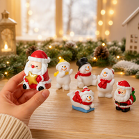 Figurines de Noël 3D en résine DIY, Bonhomme de neige, Père Noël, Décoration de gâteau, Scène d'hiver Kawaii, Décoration de table de fête, Pâte à modeler, Slime