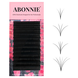 Extensiones de Pestañas Abonnie Easy Fan Volume, Color Negro Mate, Curvatura D, Hechas a Mano para Profesionales - Product Image 5