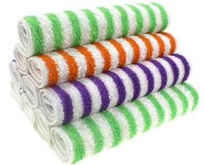 WS51便携式超细纤维厨房清洁毛巾超细纤维清洁抹布餐具条纹洗布轻布洗车毛巾