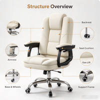 Chaise de bureau ergonomique contemporaine à dossier haut, siège rembourré en tissu PU, réglable en hauteur, inclinable, pour ordinateur, maison, bureau, jeux