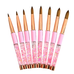 YINDUOFEI Kolinsky Hair <b>Plastic</b> Handle Nail Art Powder <b>Rod</b> Brush Pink Color Size 8 China Origin OEM/ODM Available - Product Image 1