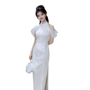 S2723l 2026 Mới Thời Trang Trắng Sườn Xám Ren Ăn Mặc Retro Đính Hôn Bánh Mì Nướng Ăn Mặc Nữ Mới Trung Quốc Phong Cách Cô Dâu Ăn Mặc - Product Image 6