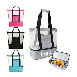 Bolsa de Playa Aislada para Bebidas y Aperitivos, Tendencia 2026, Bolsa de Playa 2 en 1 con Malla y Enfriador Desmontable para Gimnasio y Yoga, Regalos para Clientes VIP - Product Image 1