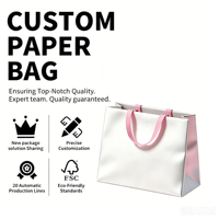 Sacs en papier de luxe écologiques avec poignées en ruban pour les petites entreprises, les magasins de bijoux, logo personnalisé, carton ivoire