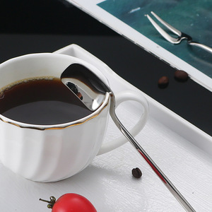 Juego de tenedores y cucharas para postre de acero inoxidable 304, forma plana, herramientas reutilizables para café y té - Product Image 2