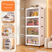 47CM Boîte De Rangement Pliable Avec Roues En Plastique Vêtements Placard Organisateur Cabinet Cubes Maison Organisation Fonctionnelle Pliante Conception