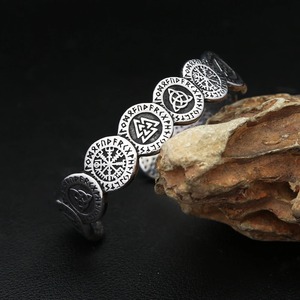 yunnique <b>Viking</b> Rune Open <b>Bracelet</b> Tibetan Silver Men's C Shape Geometric Design Gift Jewelry - Product Image 2