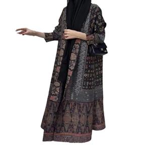 Miyake haut de gamme imprimé Abaya vente chaude moyen-orient musulman vêtements d'extérieur avec ceinture polyvalente à la mode navettage Robe plis - Product Image 5