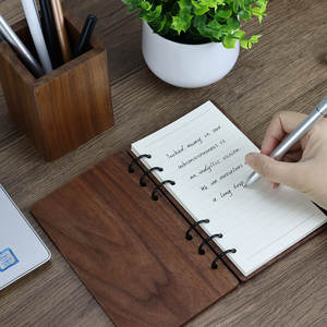 Cubierta de Cuaderno de Hojas Sueltas A6 de Madera de Nogal Negro Norteamericano de Lujo Ligero, Carcasa de <span class=keywords><strong>Diario</strong></span> de Madera Hecha a Mano para <span class=keywords><strong>Diario</strong></span> Personalizado - Product Image 3