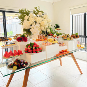 Trắng Acrylic tùy chỉnh vuông tiệc cưới trái cây tráng miệng rượu vang giá freestanding/cài đặt máy tính để bàn hiển thị - Product Image 3