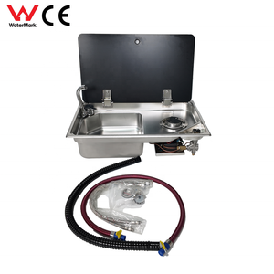 Évier pliant en acier inoxydable et cuisinière à <span class=keywords><strong>gaz</strong></span> à un brûleur <span class=keywords><strong>pour</strong></span> camping-car, <span class=keywords><strong>caravane</strong></span>, bateau, yacht, remorque, pièces de cuisine - Product Image 1