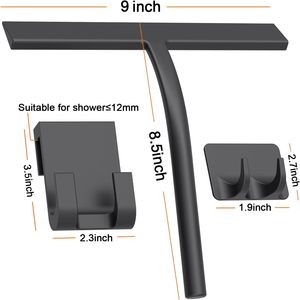 Raclette en silicone multi-usages personnalisée pour porte de douche, avec crochet et support, pour le nettoyage des fenêtres et miroirs de salle de bain - Product Image 2