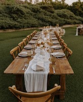 Promotion Mobilier d'intérieur et d'extérieur en bois massif Salle à manger industrielle en bois Table longue de banquet de mariage d'hôtel pliante