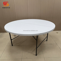 Table ronde pliante en plastique HDPE lisse de 72 pouces pour événements et fêtes, idéale pour les banquets de mariage et la restauration en gros