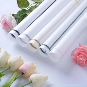 En stock, film plastique semi-transparent 58*58cm pour emballer les fleurs, avec impression de lignes colorées sur le bord - Product Image 2