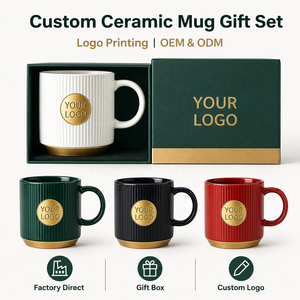 Set Regalo di Tazze in Ceramica Scanalata <span class=keywords><strong>con</strong></span> Logo Personalizzato, Tazza <span class=keywords><strong>da</strong></span> <span class=keywords><strong>Caffè</strong></span> all'Ingrosso <span class=keywords><strong>con</strong></span> Confezione Regalo di Lusso, OEM ODM, Regalo Promozionale Aziendale - Product Image 1