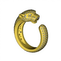 Bague en or 18 carats avec tête de léopard et pierre naturelle, micro-sertie pavé, bijoux sur mesure pour cadeau de fiançailles, mariage ou fête