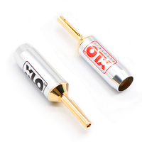 QINCROWN, Cable chapado en oro blanco de 24K con altavoz de bloqueo, conector Banana, conector macho de amplificador de potencia de Audio